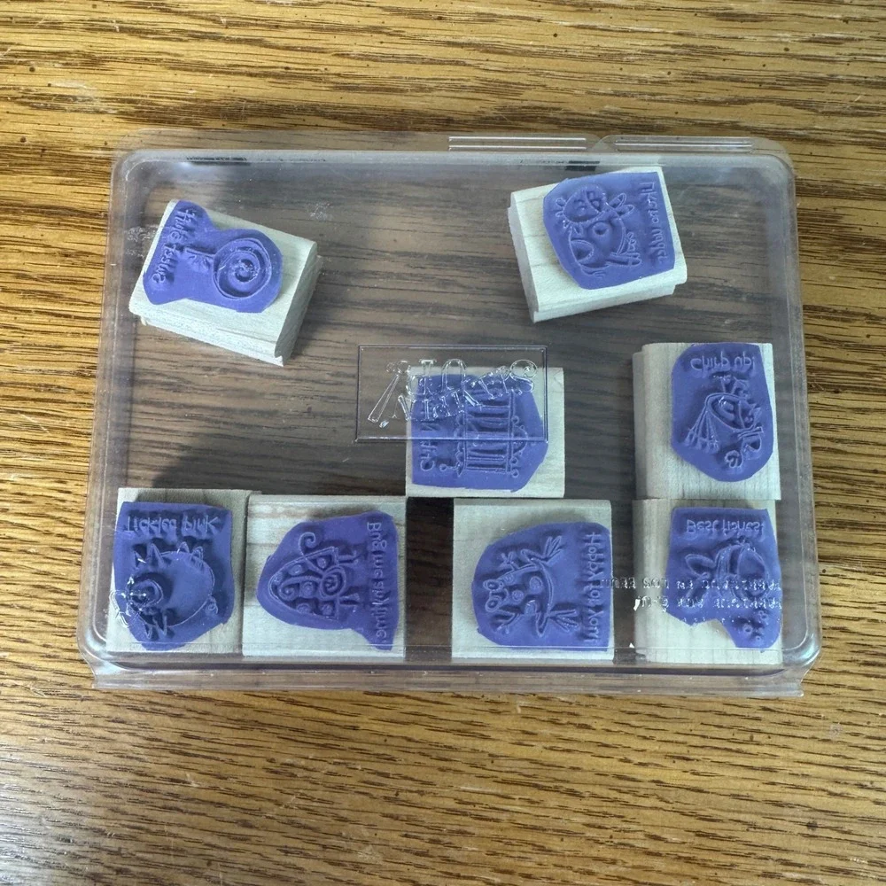 Stampin Up Very Punny Wood Mounted Rubber Stamp Set of‎ 8 Animals 2007 Retired